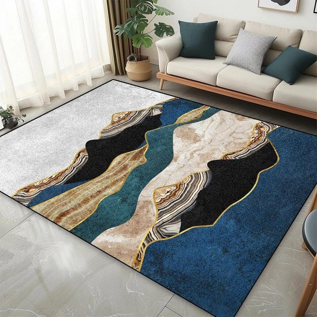 Moderner Teppich im nordischen Stil mit abstraktem Streifenmuster von HGHT, rutschfest und waschbar, B/T: 180 x 280 cm, mehrfarbig - Bild 1