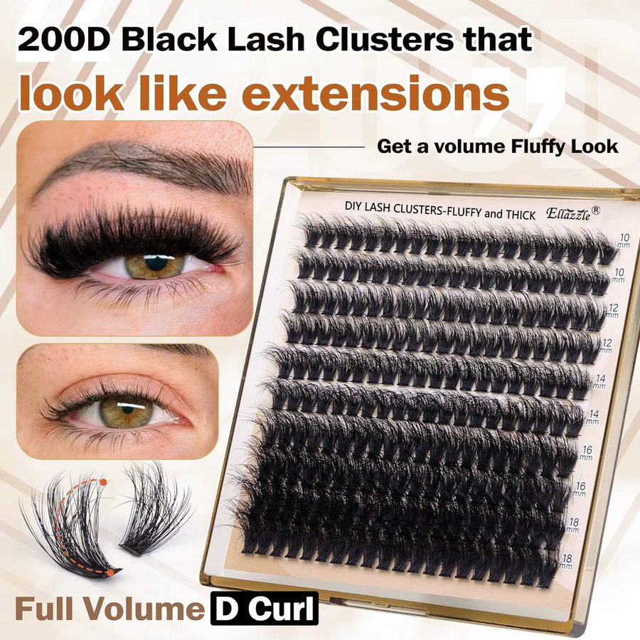 SassyLash Wimpernverlängerung Cluster, 10-18mm Mix, Black, Unisex - Bild 2
