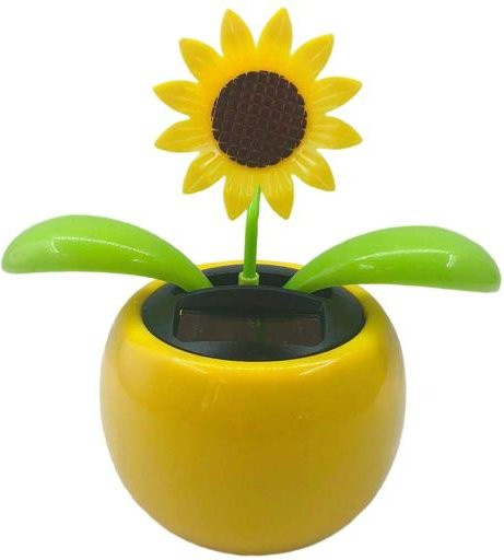 Solarbetriebenes Auto-Ornament Pioggia solare mit tanzender gelber Blume als dekoratives Schwingspielzeug für das Armaturenbrett - Bild 1