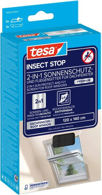 tesa Insect Stop 2-in-1 Sonnenschutz und Fliegengitter für Dachfenster - Bild 1