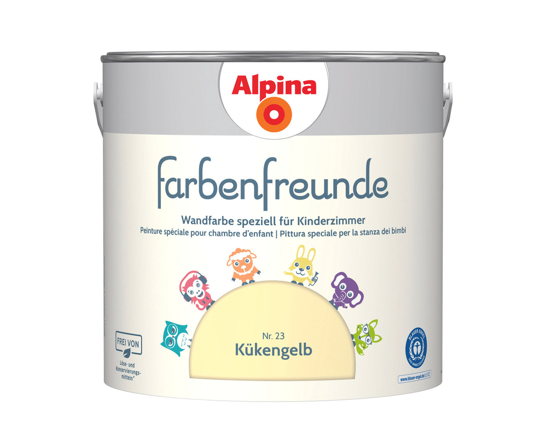 Alpina Farbenfreunde Wandfarbe Nr. 23 Kükengelb Matt 2,5 l - Bild 1