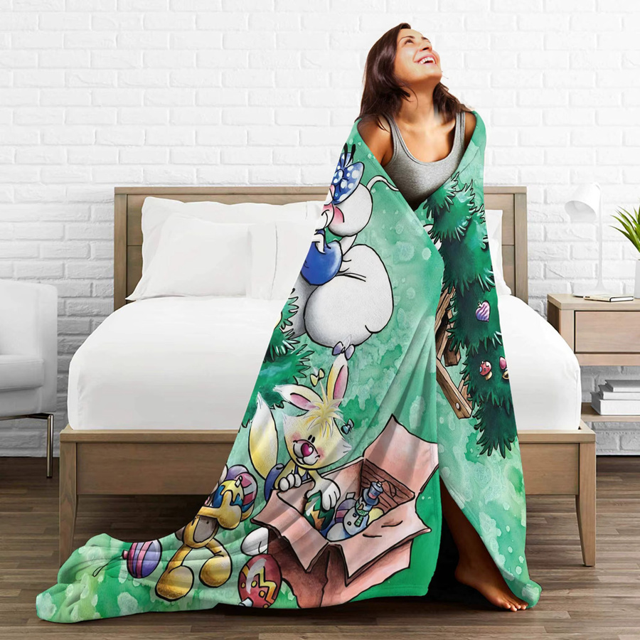 D-Diddles Flanell Überwurfdecke mit Diddl Cartoon Motiv in Grün für Bett, Couch und Schlafzimmer - Bild 4