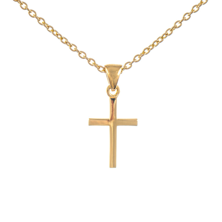 Anhänger Kreuz mit Kette, 925 Silber vergoldet, Dirndl Funkeln - Bild 1