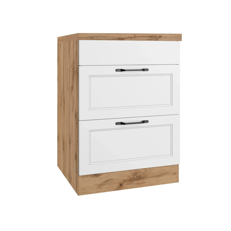 Held Küchen Kochfeldschrank Kempten in Landhaus Optik, Breite: 60 cm, Weiß/Wotan - Bild 2