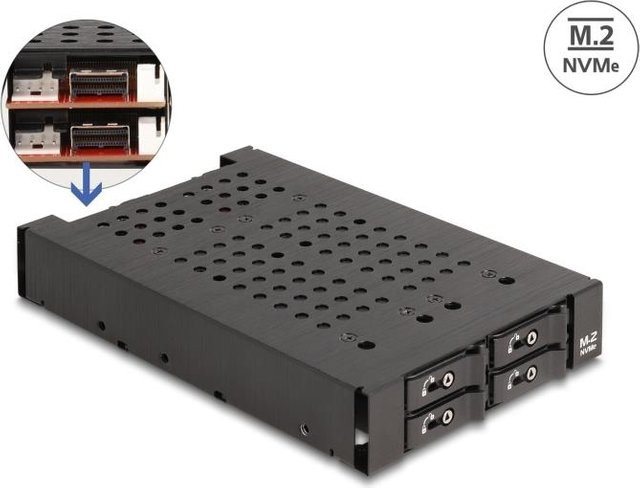 Delock 3.5 Wechselrahmen für 4 x M.2 NVMe SSD mit Slim SAS SFF-8654 Anschluss in Schwarz - Bild 2