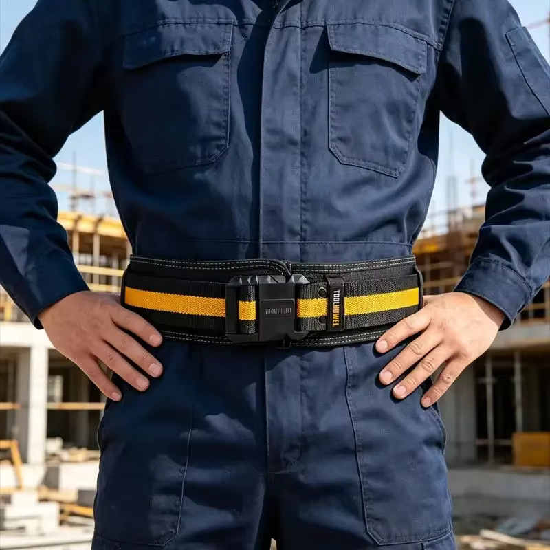 TOOLHUWEI Hochleistungs-Arbeitsgürtel aus verdicktem Oxford-Stoff in Schwarz mit verstellbarer Schnalle - Bild 5