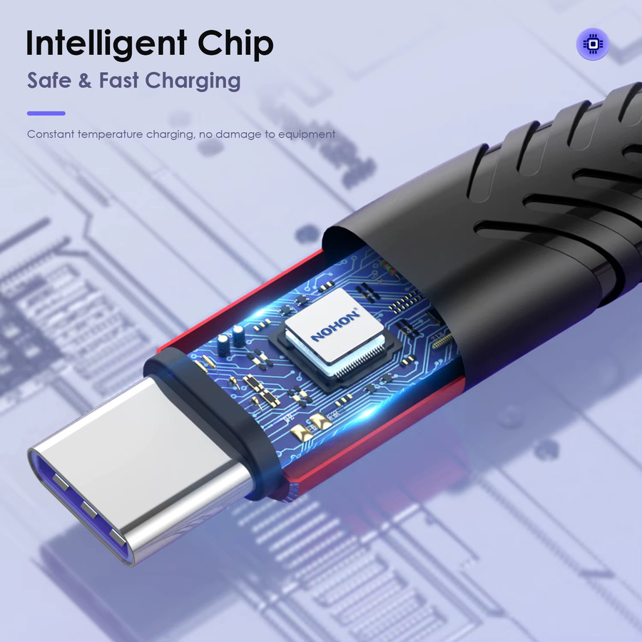 USB Typ C Schnellladekabel 100W Datenkabel in Blau für Huawei, Xiaomi, Samsung und iPhone - Bild 4