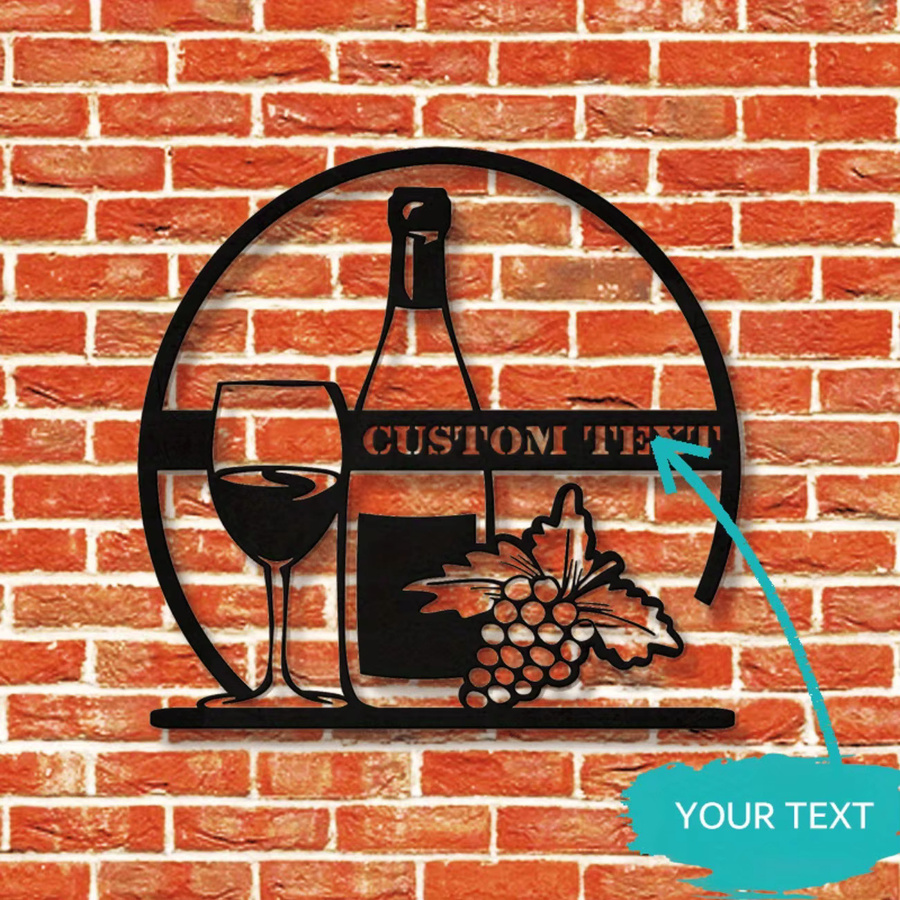 Personalisiertes rundes Wanddekor aus Metall von Hello Young mit floralem Wein- und Trauben-Design in Schwarz - Bild 4
