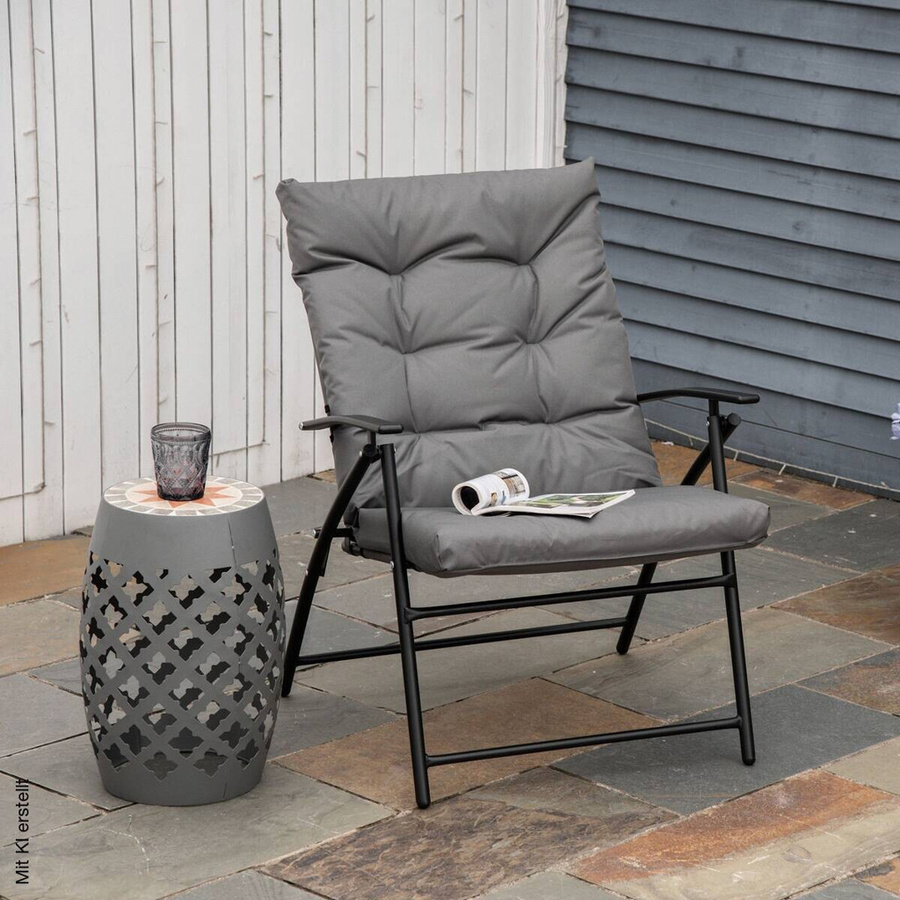 Outsunny Campingstuhl grau mit Armlehnen aus Metall und Outdoor-Stoff, B/H/L: 65 x 94 x 65 cm - Bild 4