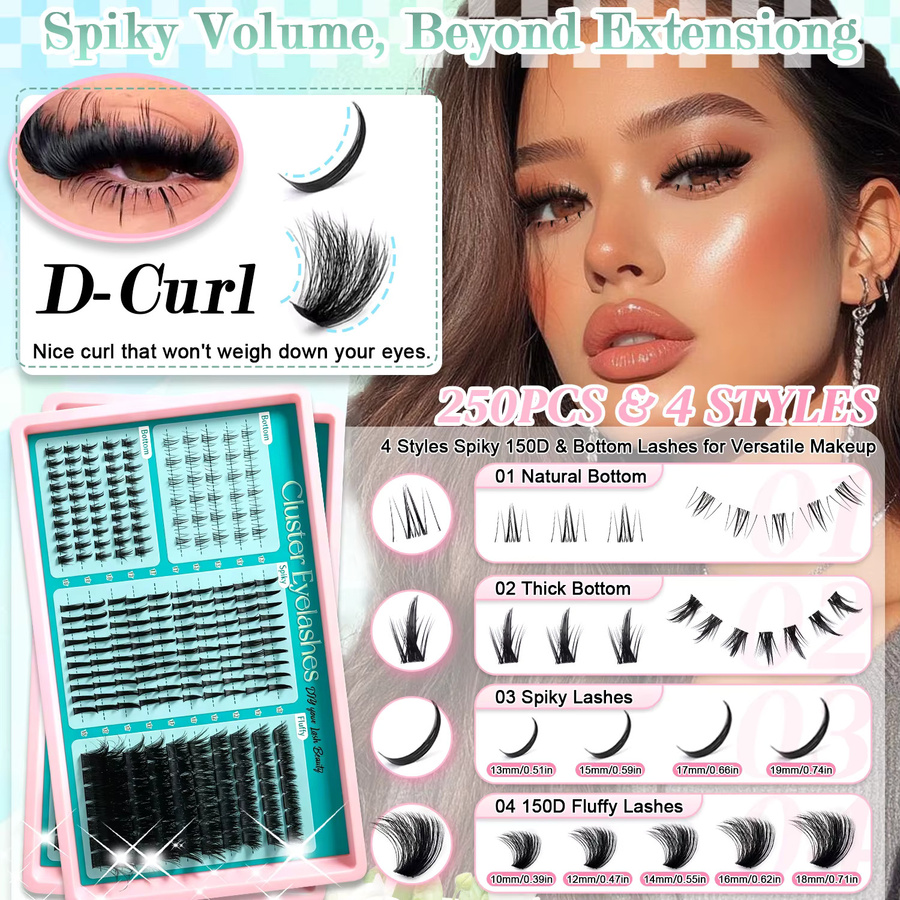 QUEENICE 4-in-1 Wimpernverlängerungs-Set, Unisex, Natürlich - Bild 5