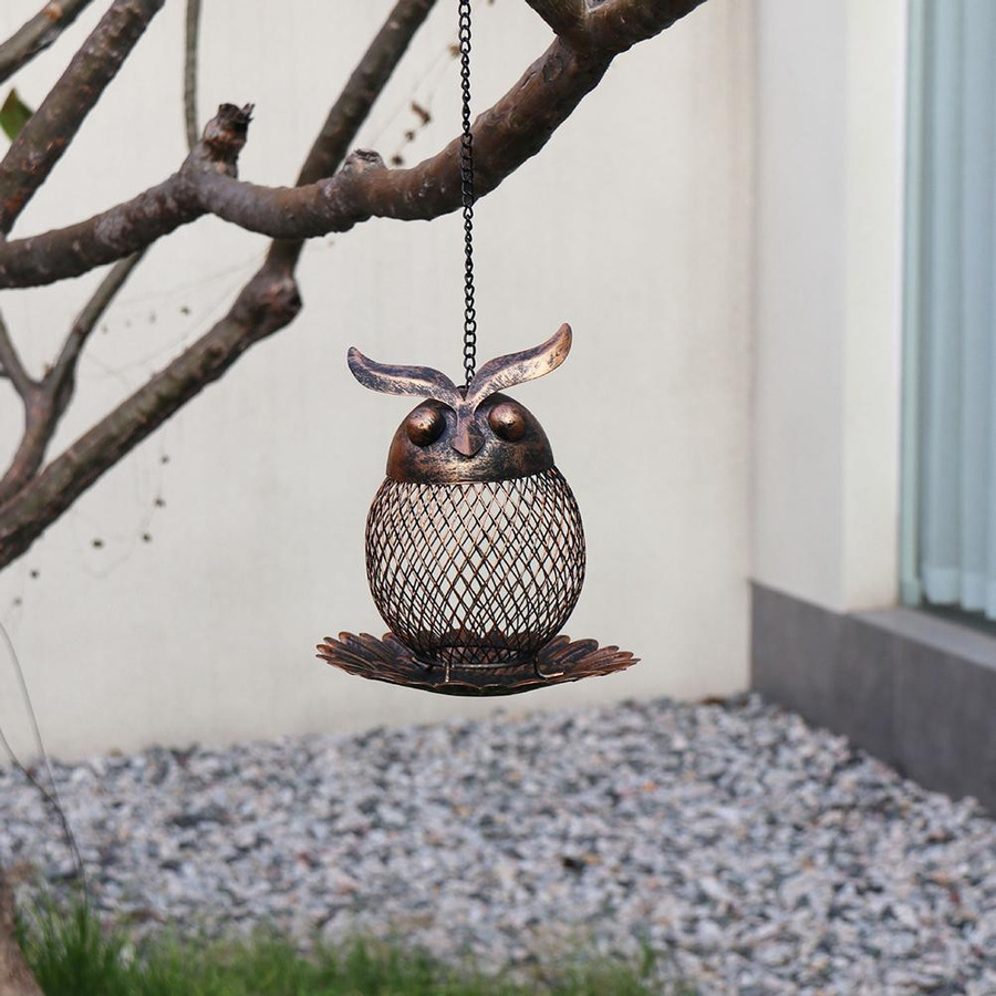 Vogelfutterstation in Eulenform aus Metallgeflecht zum Aufhängen für den Garten und Außenbereich - Bild 4