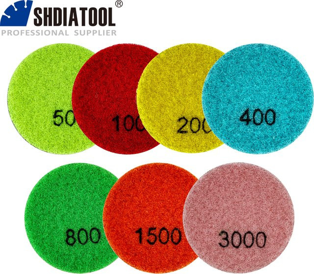 SHDIATOOL Mini-Diamant-Polierpads Set aus Kunstharz, 7 Stück, Mehrfarbig, Durchmesser: 50 mm - Bild 1