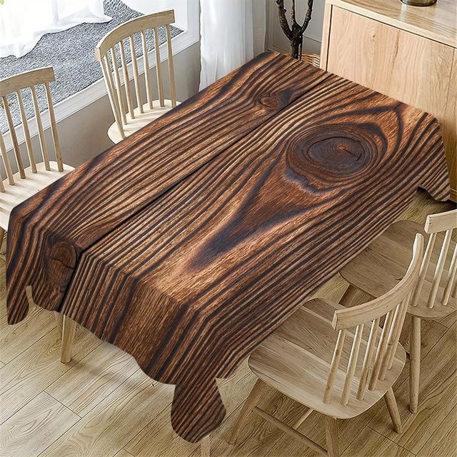 Tischdecke mit Holzmaserung im Retro-Stil von JMG Household Supplies, Farbe: Braun, B x T: 140 x 180 cm - Bild 1