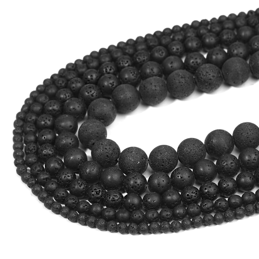 SANSWL Perlen, schwarze Lava, rund, 6 mm, 8 mm, 10 mm - Bild 4