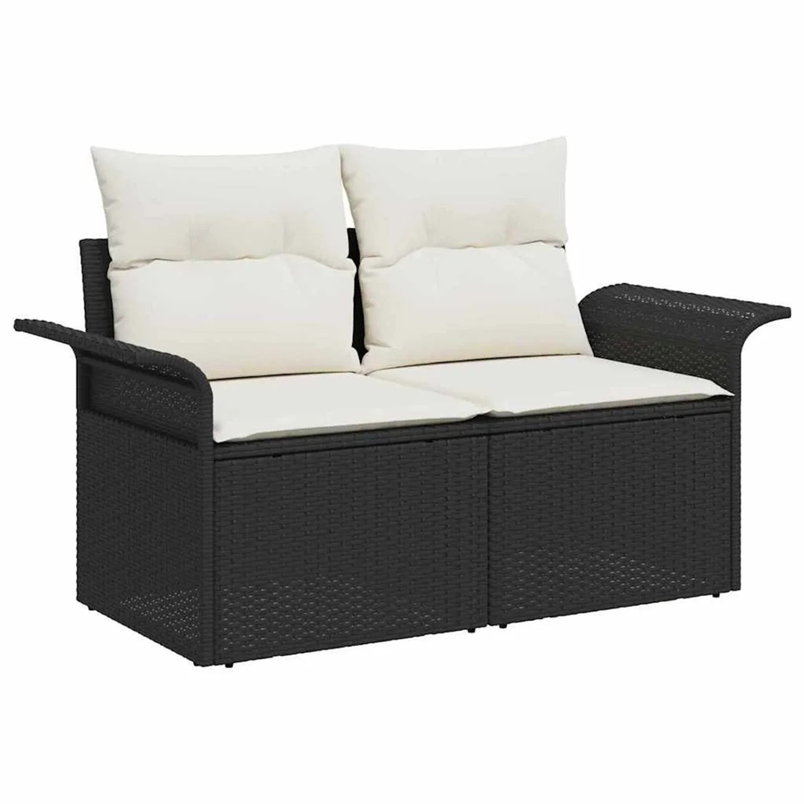 vidaXL 5-tlg. Garten-Sofa-Set aus Poly-Rattan und Stahl in Schwarz mit integriertem Kissen-Speicher und Gartentisch - Bild 2
