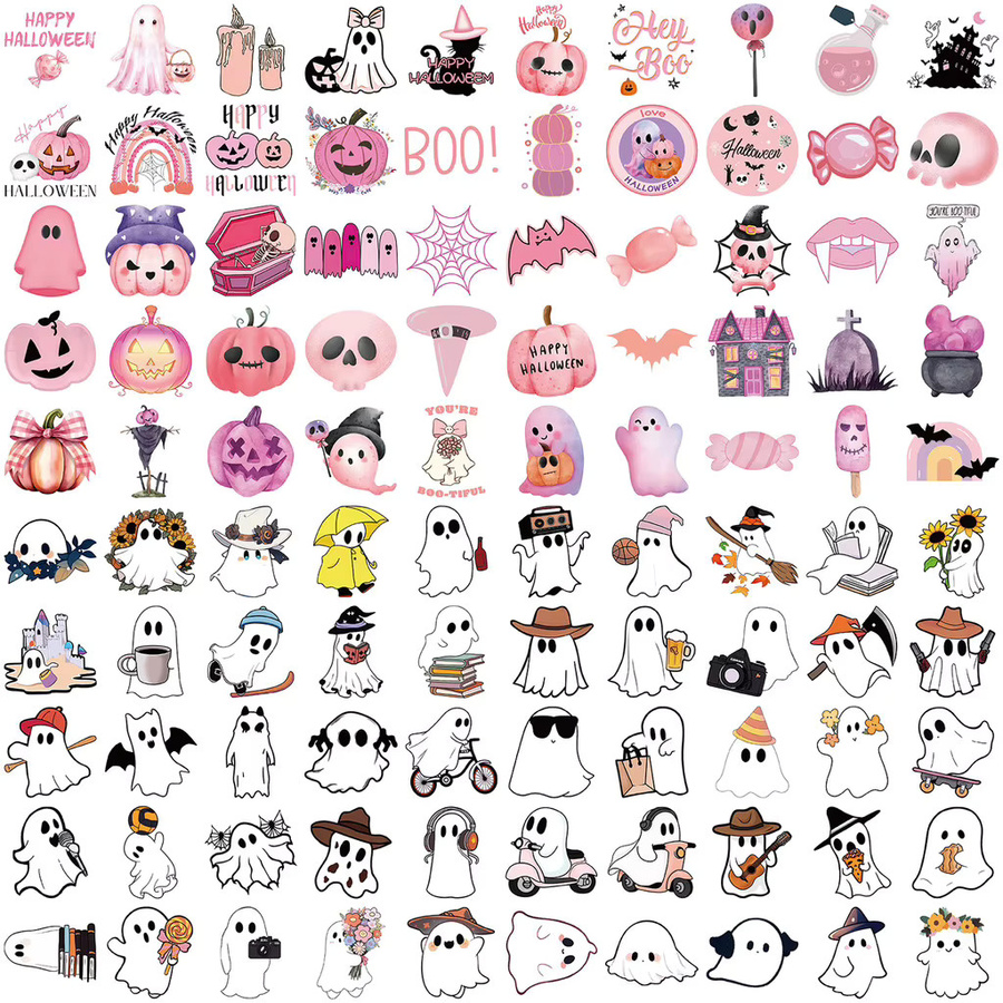 100 Stück Cartoon Halloween Geist Graffiti Aufkleber wasserfest DIY Aufkleber in Multicolor von AnimeWorlds Store - Bild 2