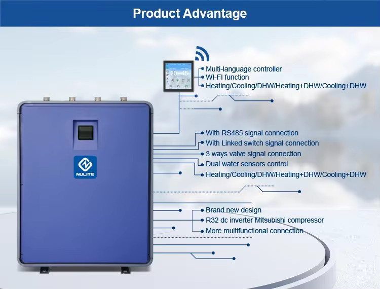 XMSJ Geothermische Wärmepumpe R32 Inverter Erdwärmepumpensystem in Beige oder Blau - Bild 3