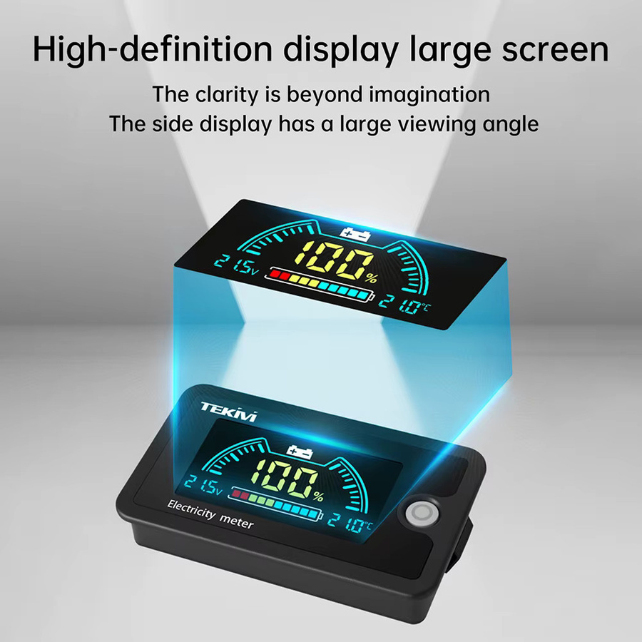 Gaqqee DC8–100 V Zweidraht-Voltmeter mit LCD-Farbdisplay, Leistungsanzeige und Temperaturanzeige in Schwarz - Bild 3