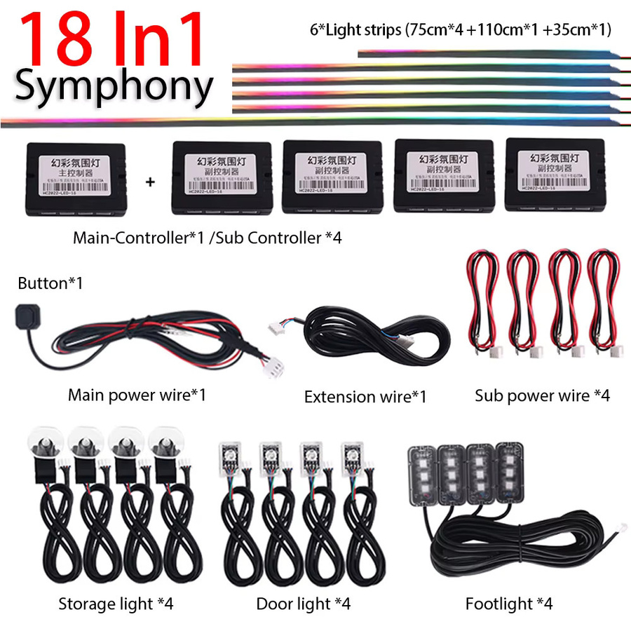 18 in 1 LED Symphony RGBIC Neon Flex Set zur Auto-Ambientebeleuchtung in Multicolour - Bild 5