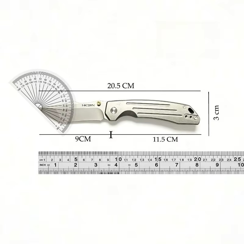 14C28N Klappmesser für Outdoor, Camping und Jagd in Grün und Silber - Bild 2