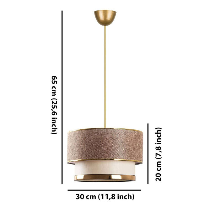Opviq Pendelleuchte Cake in Gold und Beige aus Metall und Baumwolle, B/T/H: 30 x 30 x 65 cm, E27, 3 Fassungen - Bild 2