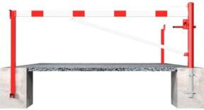 Schake Drehschranke zum Einbetonieren mit Profilzylinderschloss und Seilzugverstärkung, Weiß/Rot, Länge: 4,00 m - Bild 1