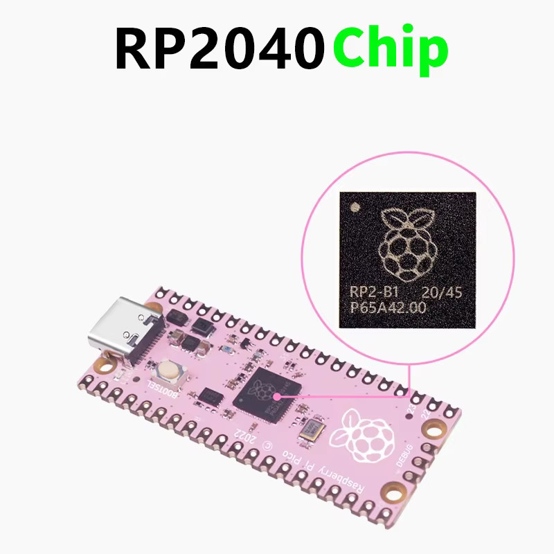 Raspberry Pi Pico Entwicklungsboard RP2040 Dual-Core 264KB Mikrocomputer mit USB-C-Schnittstelle in Rosa - Bild 2