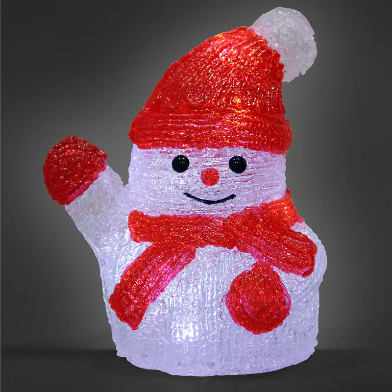 Deuba LED Acryl Figur Schneemann Weihnachtsdekoration in Rot und Weiß - Bild 3