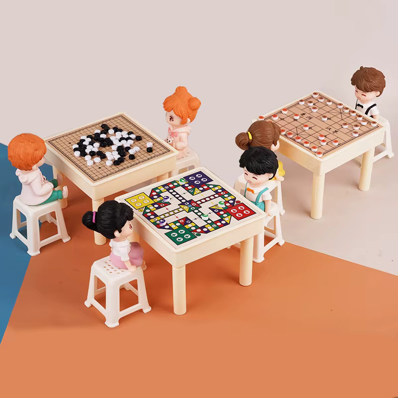 MSFTOYS Mini Flugzeug Schach Gobang Mahjong Tischset, Maßstab 1:12 - Bild 1