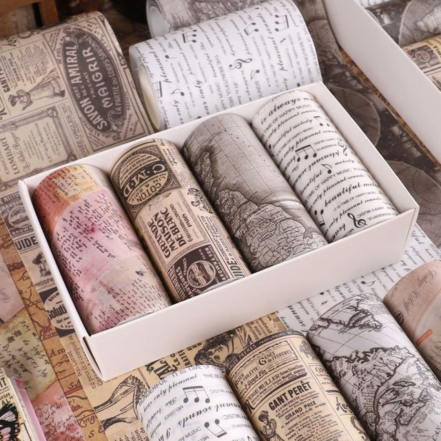 Washi Tape Band 4 Vintage Zeitungs- und Papierband in Multicolour für DIY-Scrapbooking - Bild 1