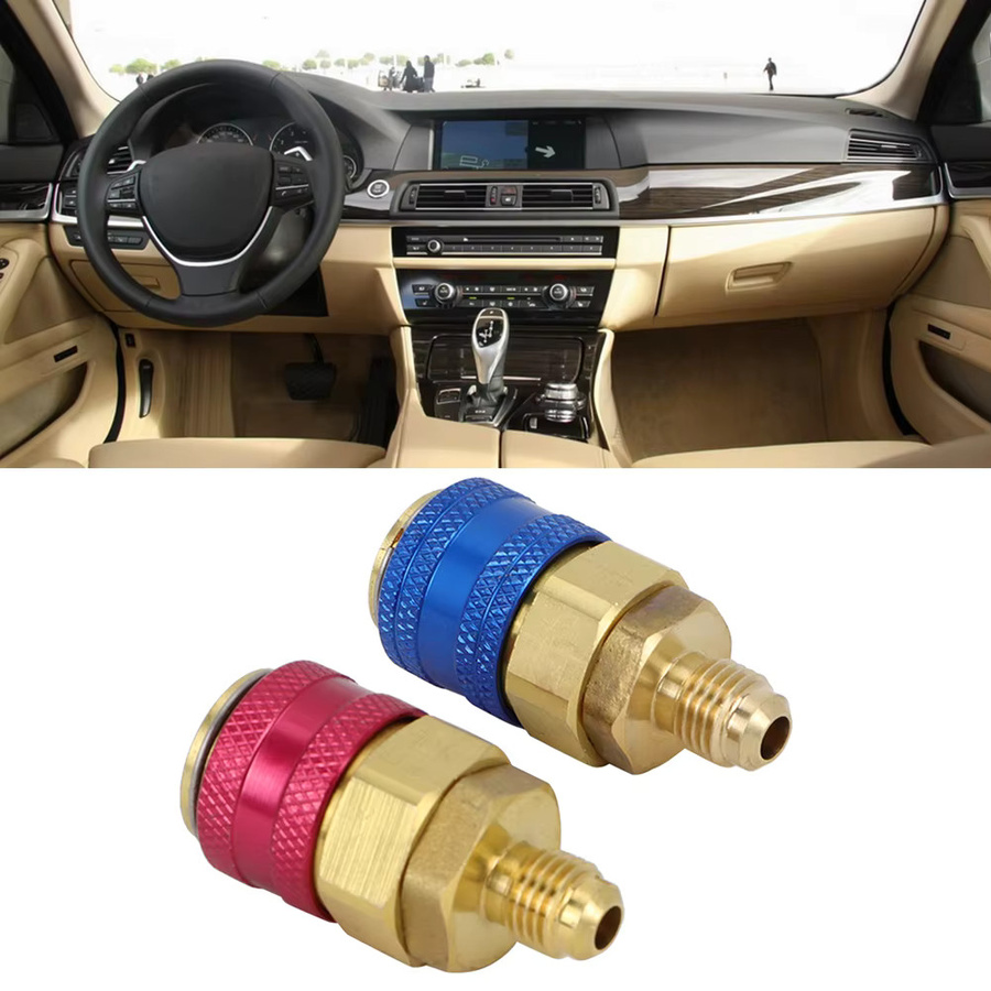 DOACT 2er-Set Auto Luft Schnellkupplungs-Adapter für R134A, Rot und Blau, High-Low-Seite Umwandlungsstecker - Bild 2