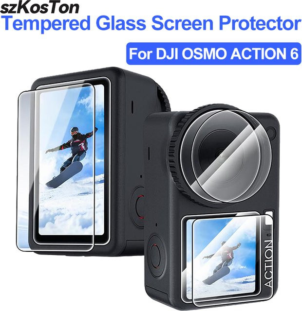 DJI OSMO Action 6 Displayschutzfolie und Objektivschutz aus gehärtetem Glas, transparent - Bild 1