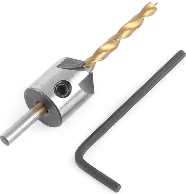 Kkmoon Senker Bohrer Set für Holzbearbeitung mit Rundschaft und Hex Key, 4 Stück, Gold, 36 mm - Bild 1