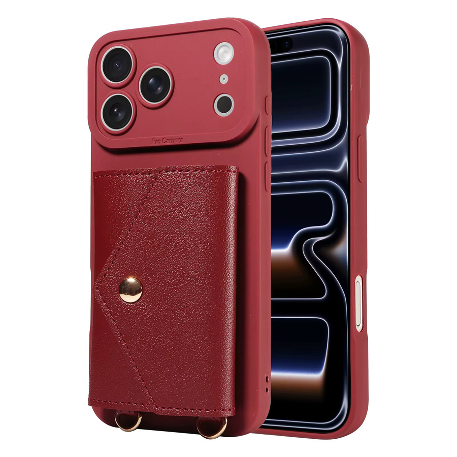 Stoßfeste Kunstleder-Handyhülle mit Lanyard-Halterung für Samsung Galaxy A56 A55 A54 A53 A36 A33 A26 A15 A13 in Schwarz und Rot - Bild 2
