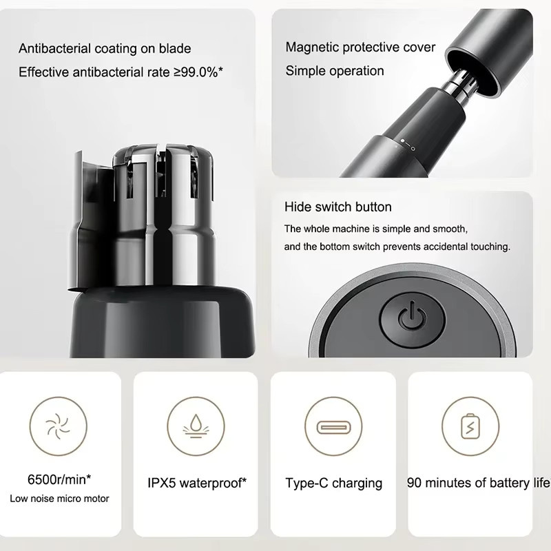 XIAOMI Mijia Nasenhaartrimmer, Schwarz, Unisex - Bild 5