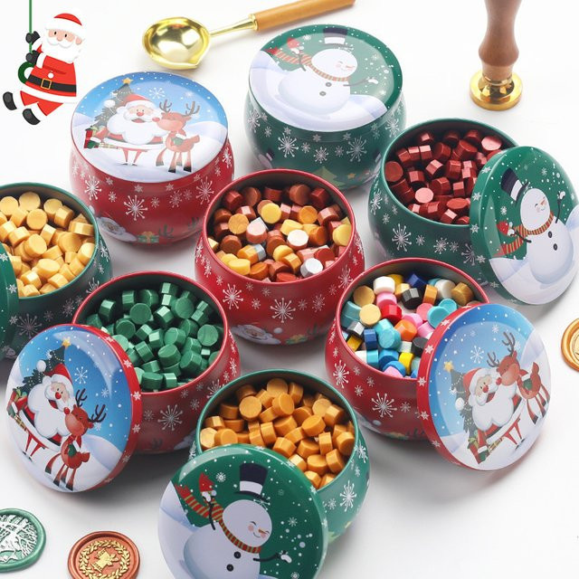 260 Stück Weihnachts-Siegelwachsperlen in Dosen, gemischte Farben für Wachssiegelstempel und Buchstabendichtungen, Multicolor - Bild 1