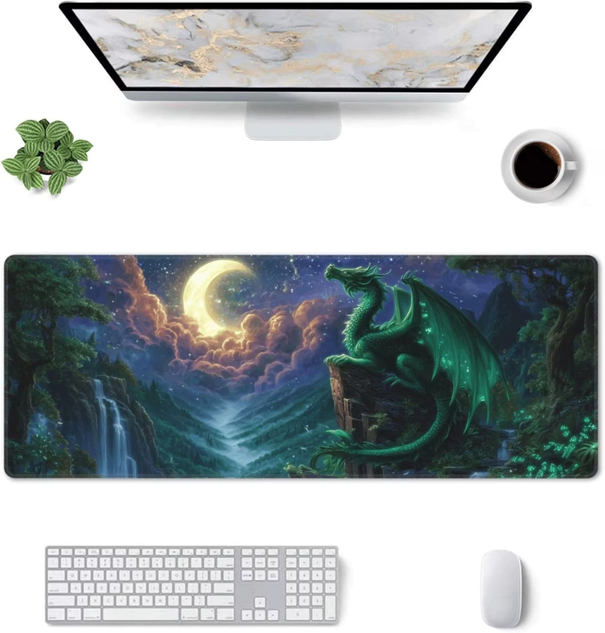 Dragon & Moon Extended Gaming-Mauspad XL Schreibtischunterlage Multicolor mit genähten Kanten - Bild 2