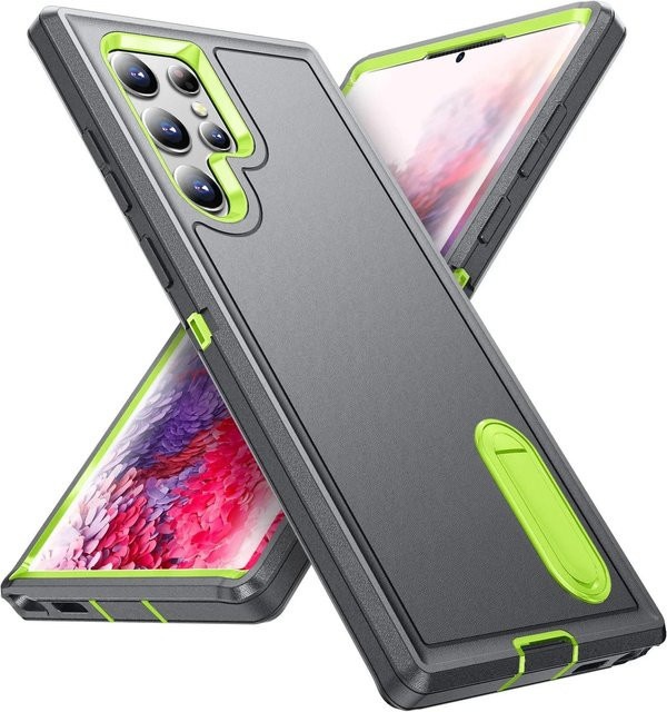 Robuste Heavy Duty Schutzhülle mit Ständer für Samsung Galaxy S24 S23 S22 Ultra Plus A16 A05 A15 in Grau - Bild 1