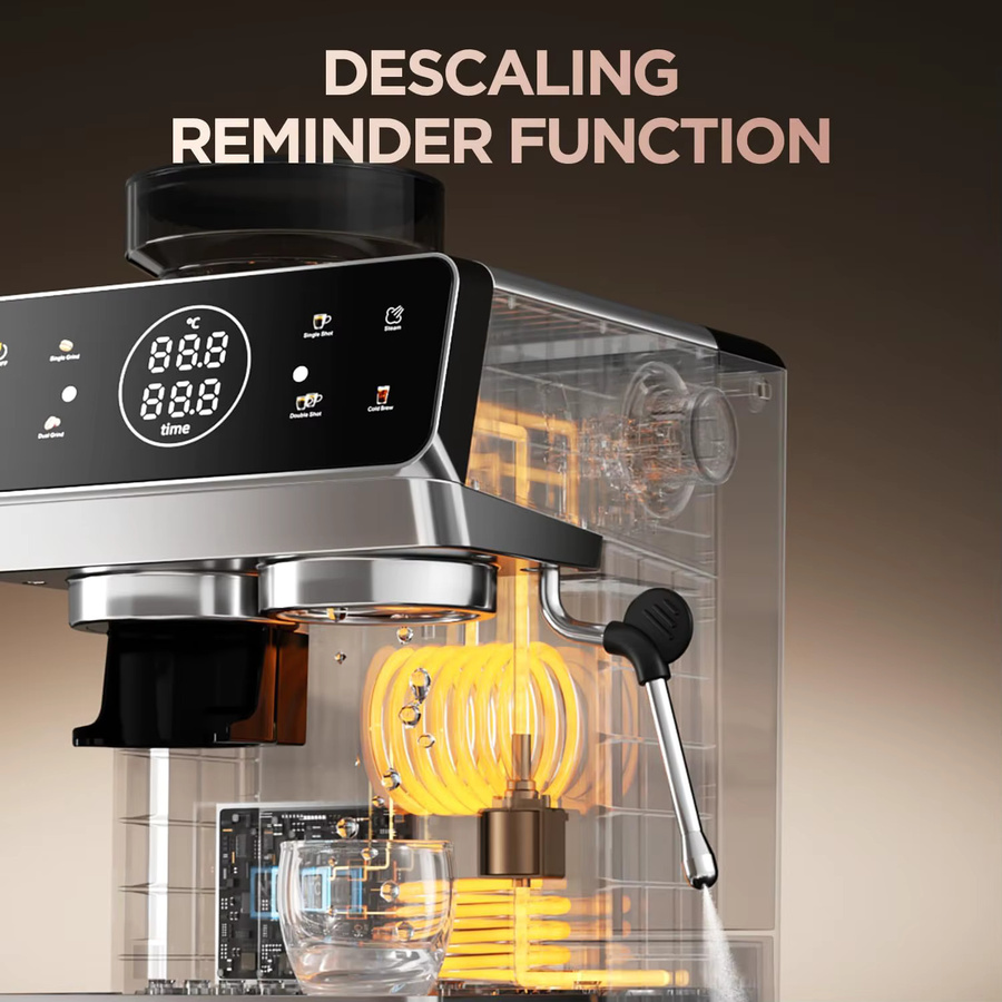 CAFELFFE MK-903 Barista Espressomaschine in Silber mit integriertem Mahlwerk, Touchscreen und 1,8 l Wassertank - Bild 6