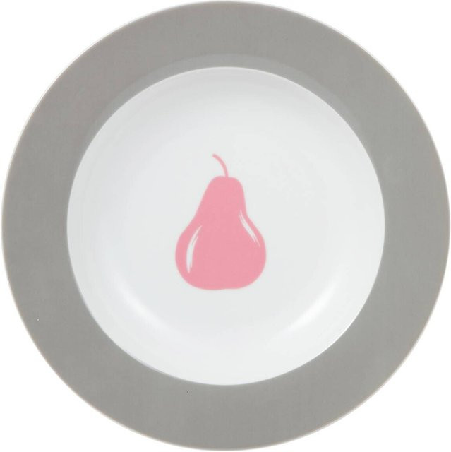 Benetton Essteller tief Fruits aus Porzellan schwarz mit floralem Design Durchmesser: 21 cm - Bild 1