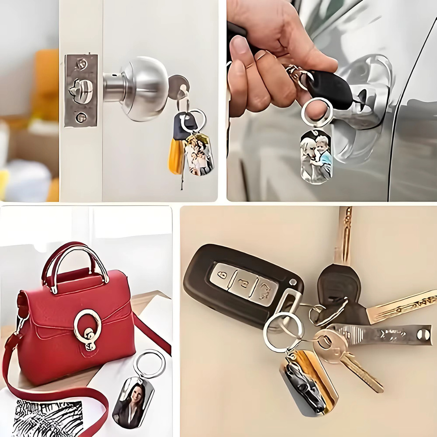 YWZXLC Schlüsselanhänger Edelstahl, Personalisiertes Foto, Unisex - Bild 2