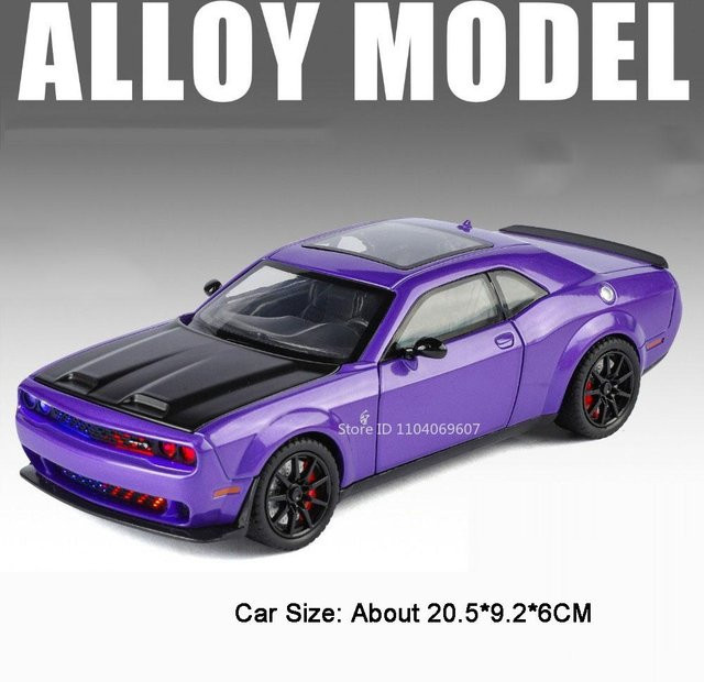 Linyi toy car Hellcat Sportwagen Modell, Skala 1:24, Metall, Musik, Licht, Rückziehfunktion, ab 14 Jahren - Bild 1