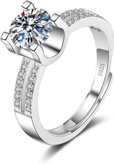 Allbestart Diamantring, 925 Silber, Weiß, Diamant, Zirkonia, Unisex - Bild 1