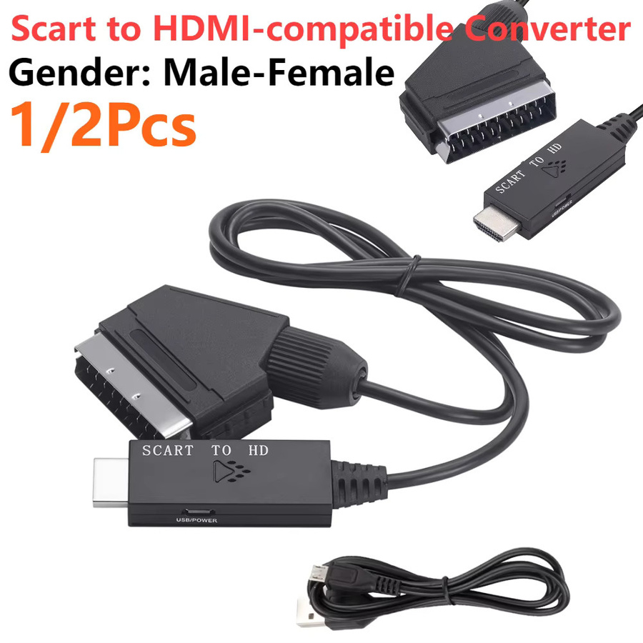 VODOOL SCART zu HDMI Konverter Adapter für Full HD 1080P Video und Audio in Schwarz - Bild 2