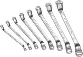 Facom Doppelringschlüssel Satz mit OGV-Zwölfkant-Ringköpfen gekröpft, 14-teilig, Silber - Bild 1
