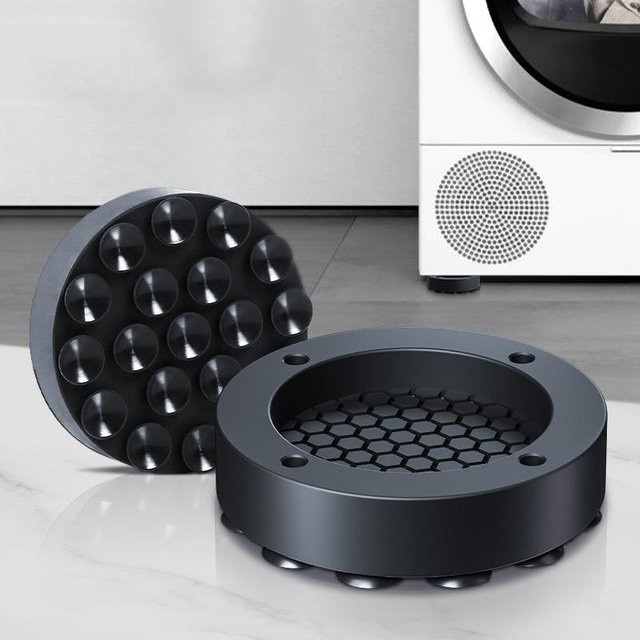 4er-Set Universal Anti-Vibrations-Pads aus Gummi für Waschmaschine und Möbel, rutschfest und geräuschreduzierend, Schwarz - Bild 1