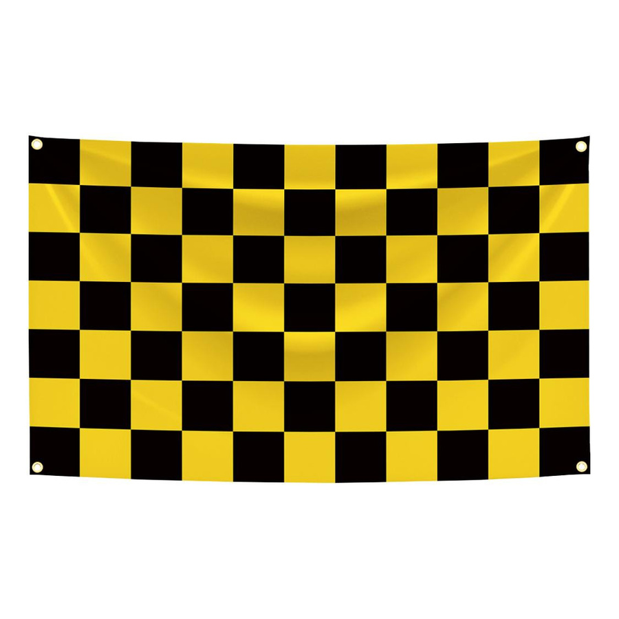 Karoflagge JMG Household Supplies Schwarz-Gelb Karierter Wandteppich aus Polyester mit Digitaldruck, Breite: 90 cm, Höhe: 150 cm - Bild 1