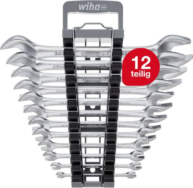 Wiha Doppelmaul-Gabelschlüssel Set 12-teilig aus Chrome Vanadium in Silber, metrisch 6-32 mm - Bild 2