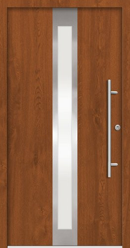 Splendoor Sicherheitshaustür RHODOS Prime RC2 aus Aluminium in Golden Oak Braun mit Glaseinsatz, Höhe: 210 cm, Breite: 100 cm, Tiefe: 7 cm - Bild 1