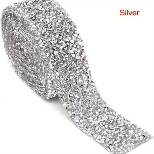 SZwatch Selbstklebendes Bling Kristall Strassband in Silber für DIY Bastelarbeiten und Dekorationen - Bild 1